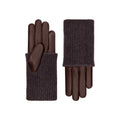 Inès | Gants en cuir avec manchette en cachemire – Chocolat