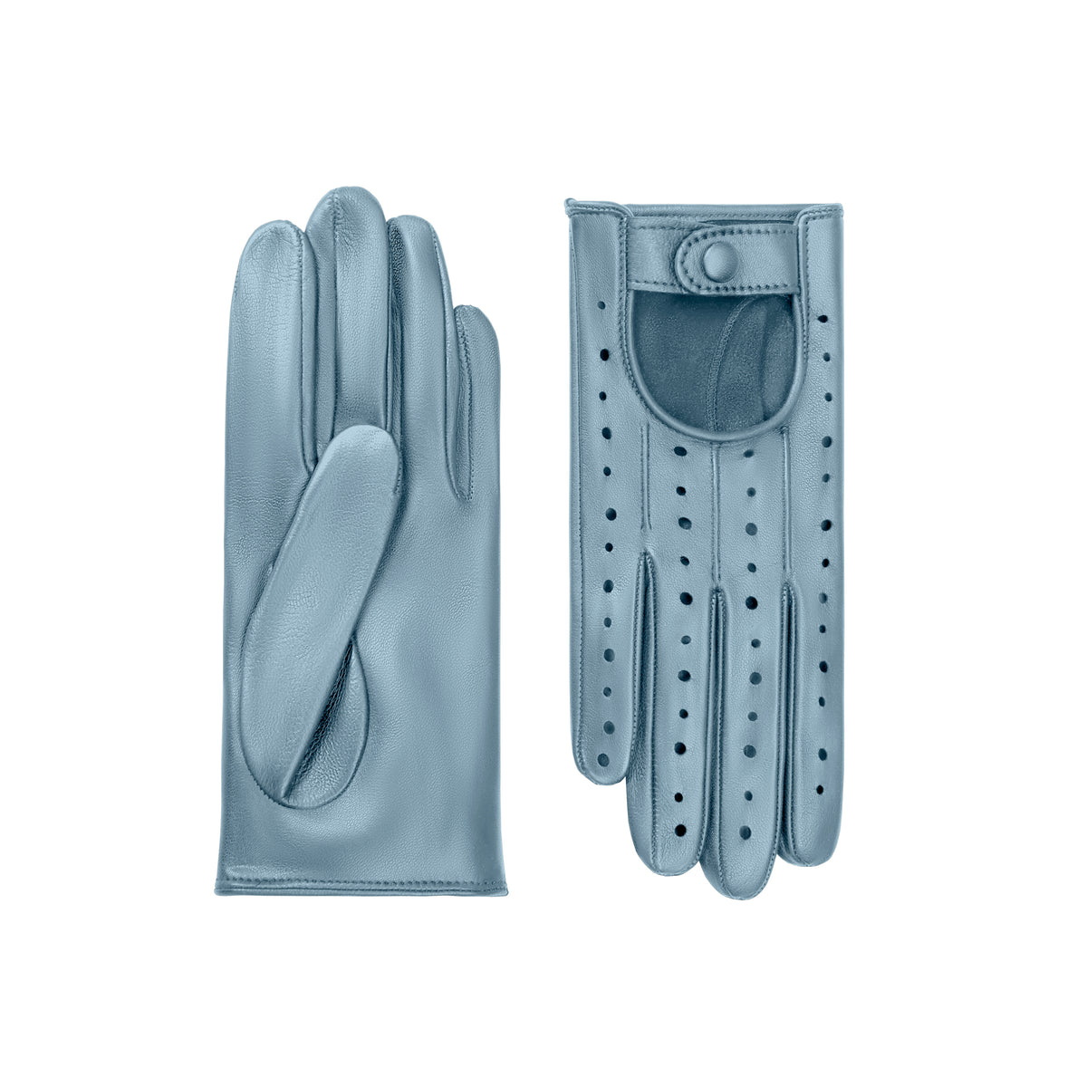 Sky Blue Leather Driving Gloves - Adeline