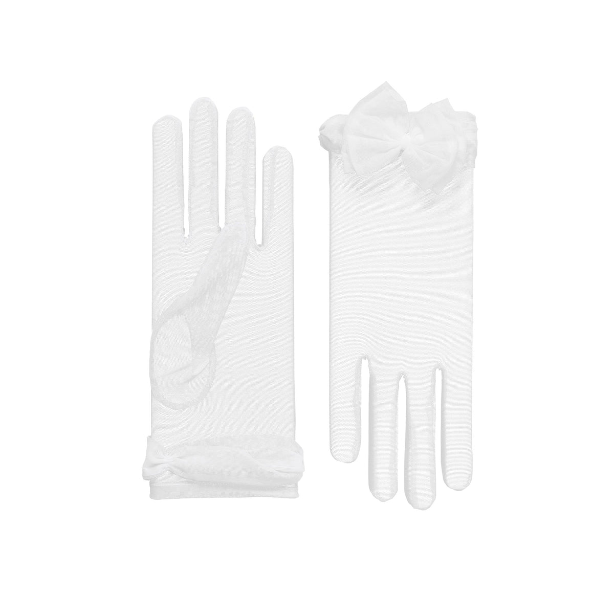 Angélique | Tulle Glove with Bow – White