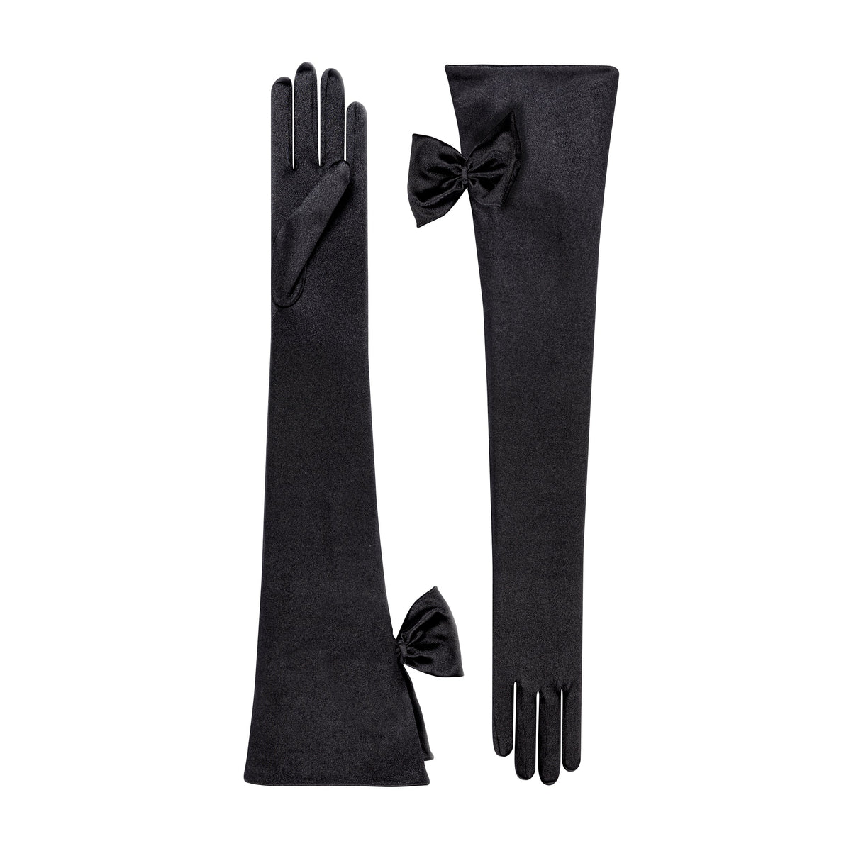 Black Satin Opera Gloves - Calista