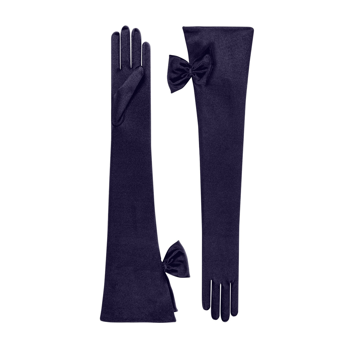 Dark Amethyst Satin Opera Gloves - Calista