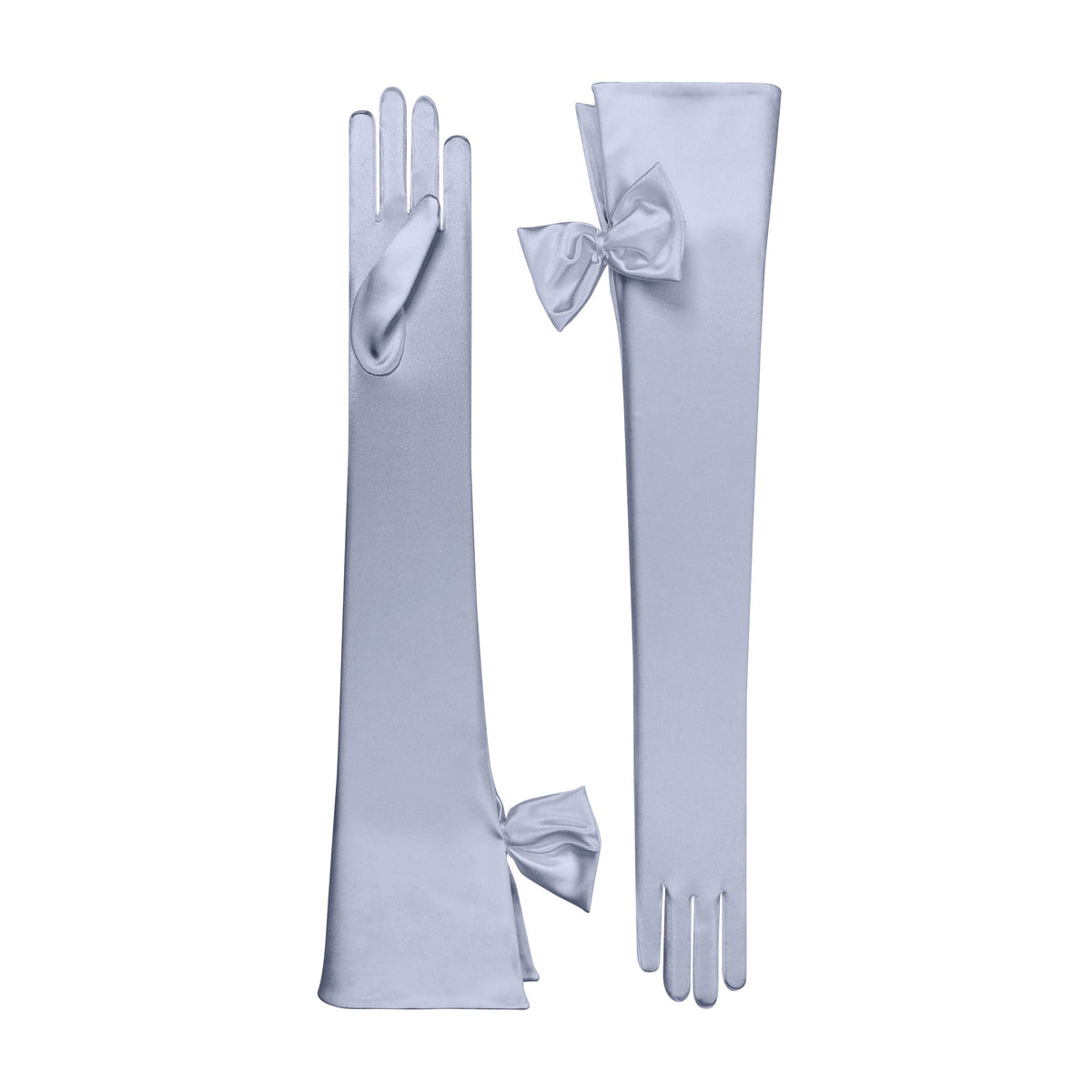 Silver Mist Satin Opera Gloves - Calista