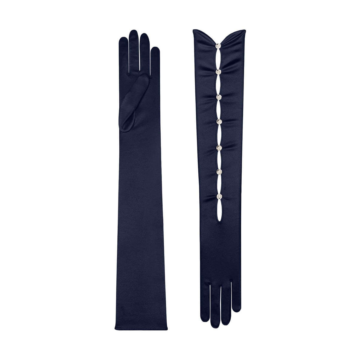 Midnight Blue Satin Opera Gloves - Calypso