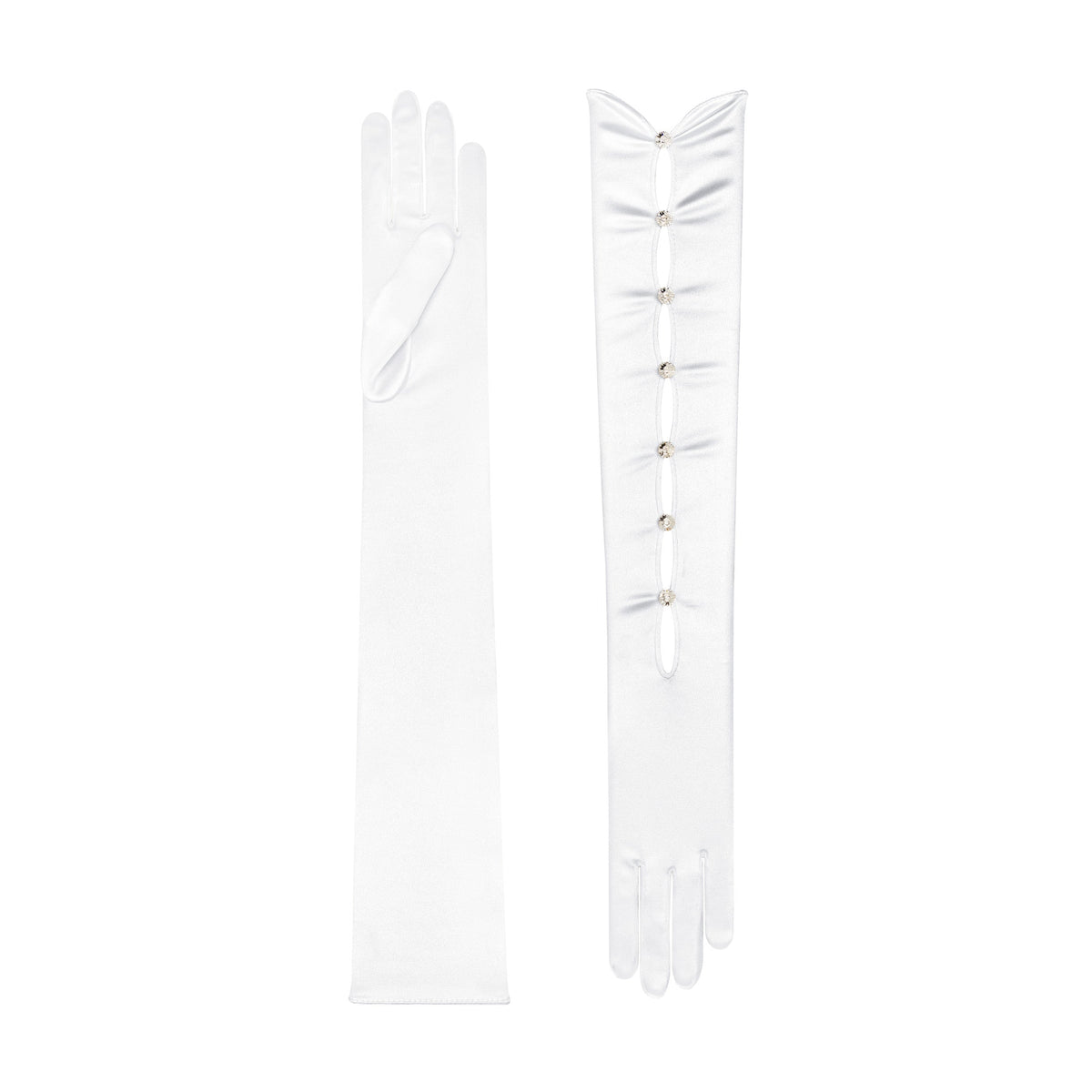 White Satin Opera Gloves - Calypso