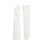 Pair of white gloves on a white background