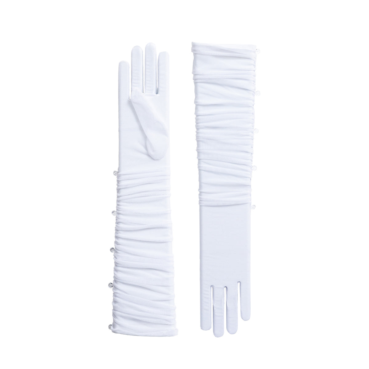 Carisa | Tulle Opera Glove – White