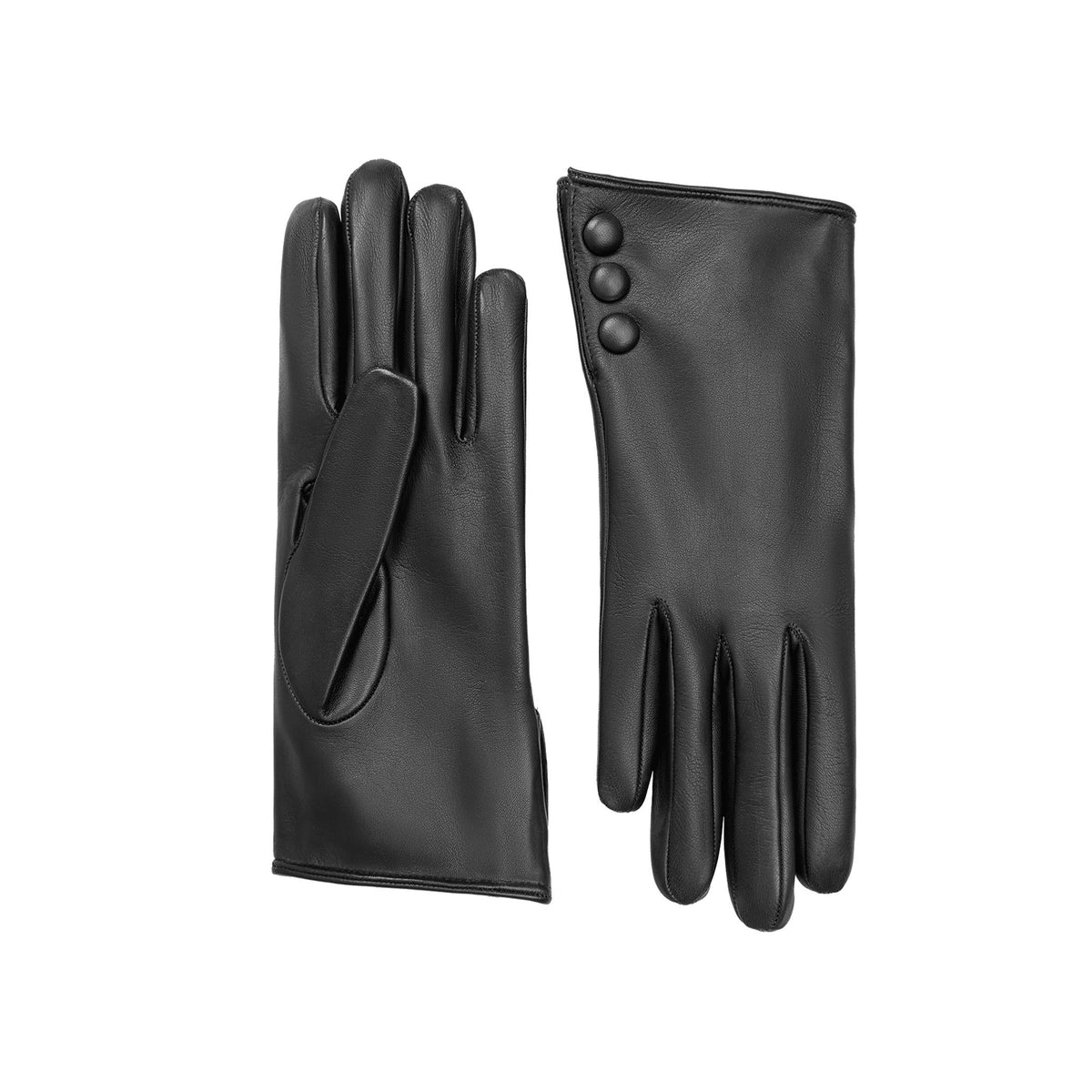 Celine | Leather Glove with Button Cuff-Black-Cornelia James [cw:black|high]