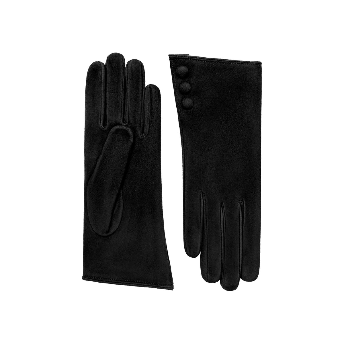 Charlotte | Suede Glove with Snap Cuff-Black-Cornelia James [cw:black|high]