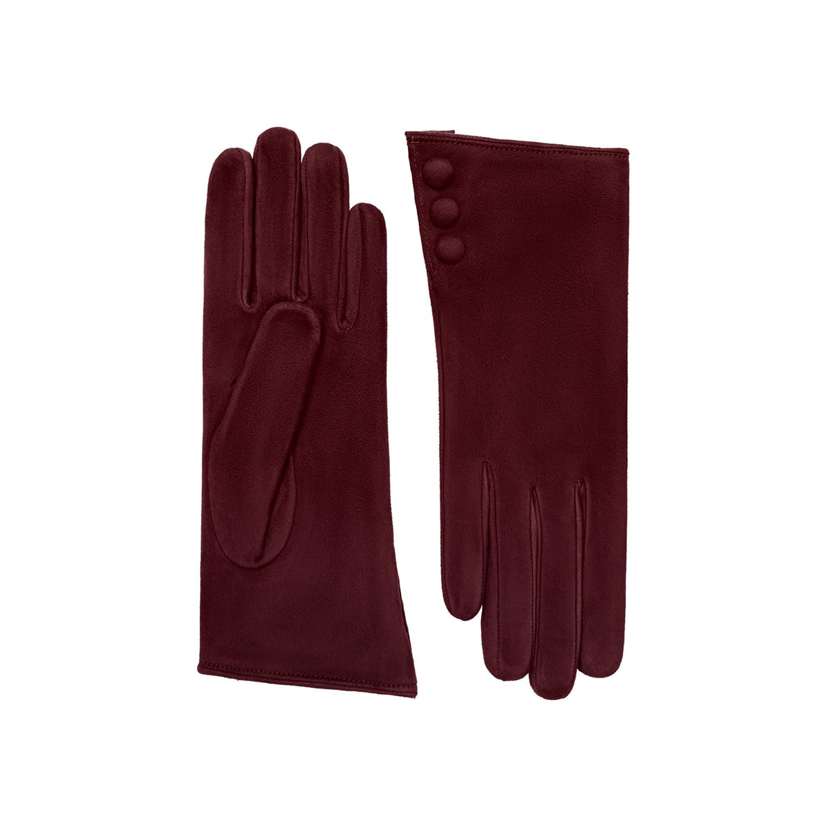 Charlotte | Gant en daim avec poignet à boutons-pression-Claret-Cornelia James