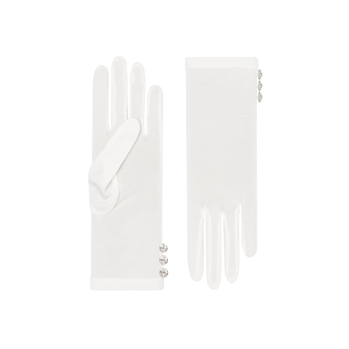 Clio | Silk Glove with 3 Buttons – White