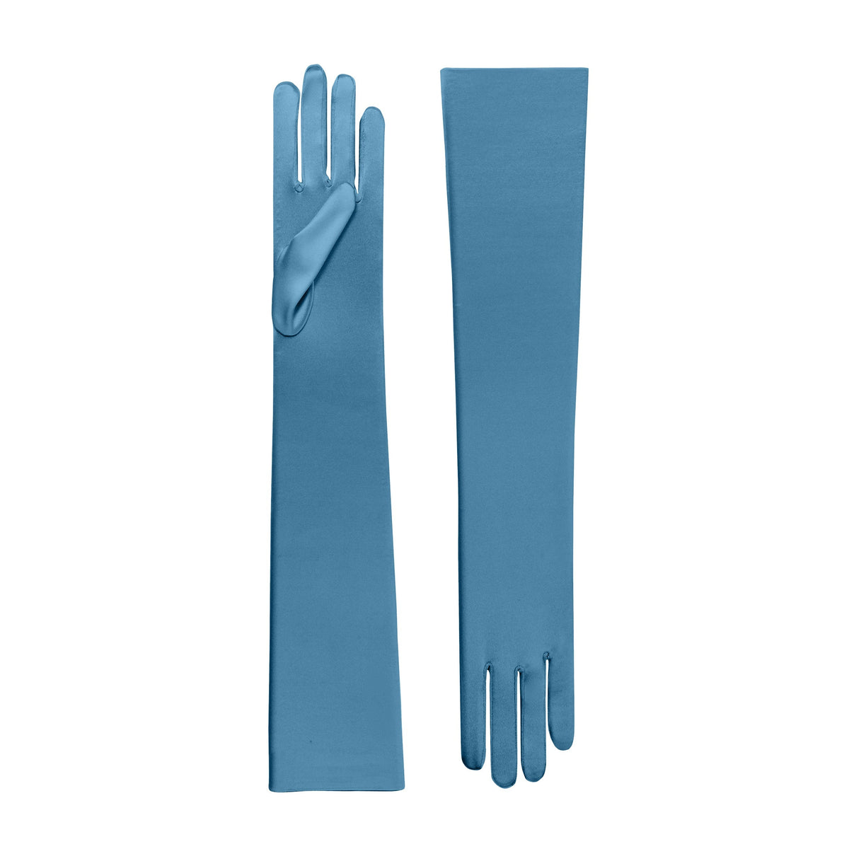Gants d'opéra en satin bleu azur - Cora