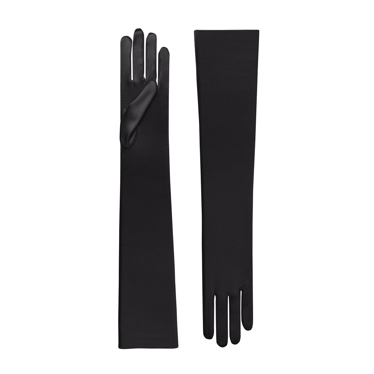Black Satin Opera Gloves - Cora