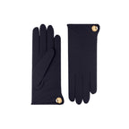 Cornelia | Merino Wool Glove with a Button Cuff Link-Navy-Cornelia James