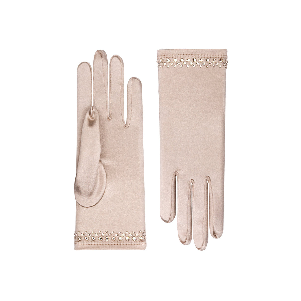 Champagne Satin Wrist Length Gloves - Cynthia