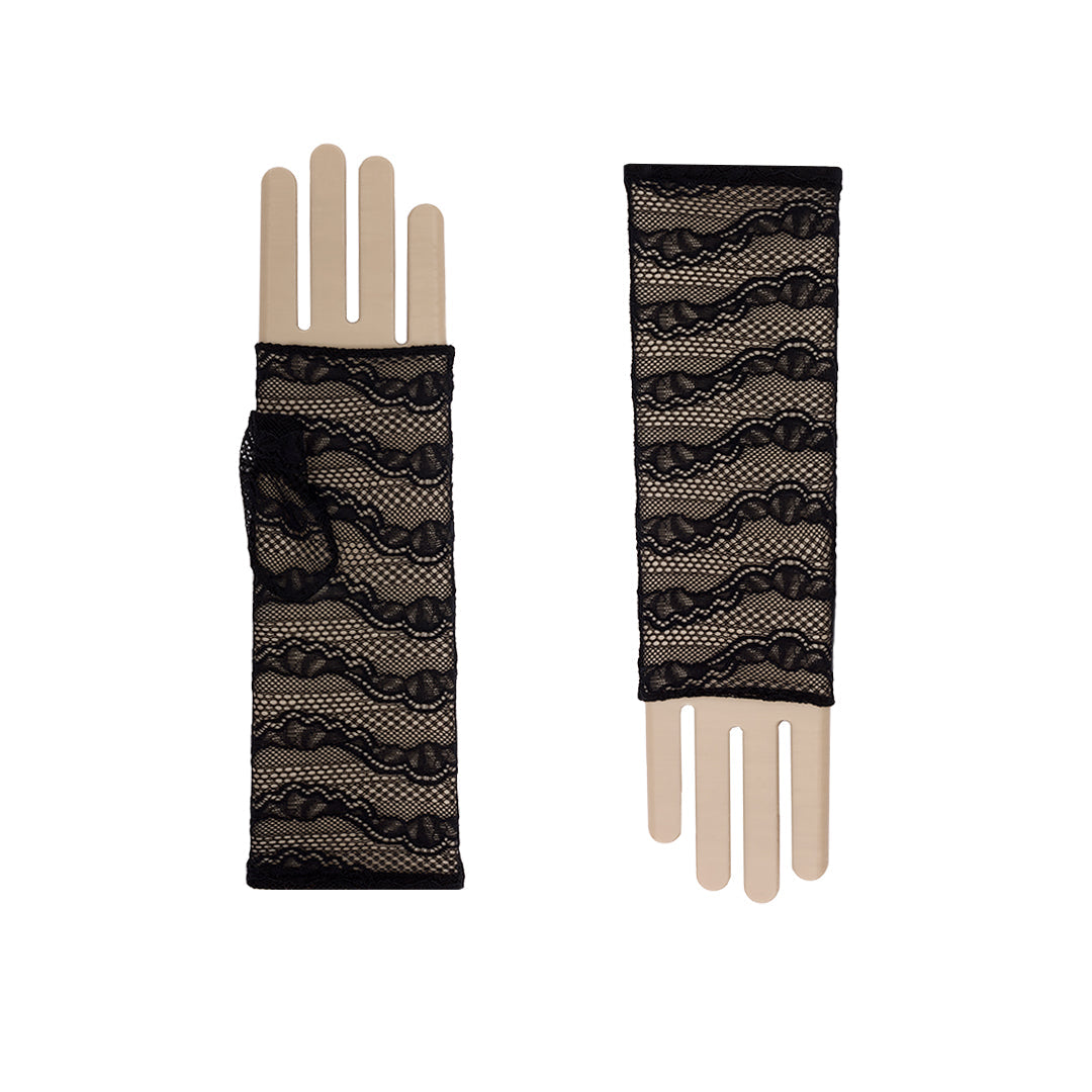 Elexis | Lace Short Fingerless Glove – Black