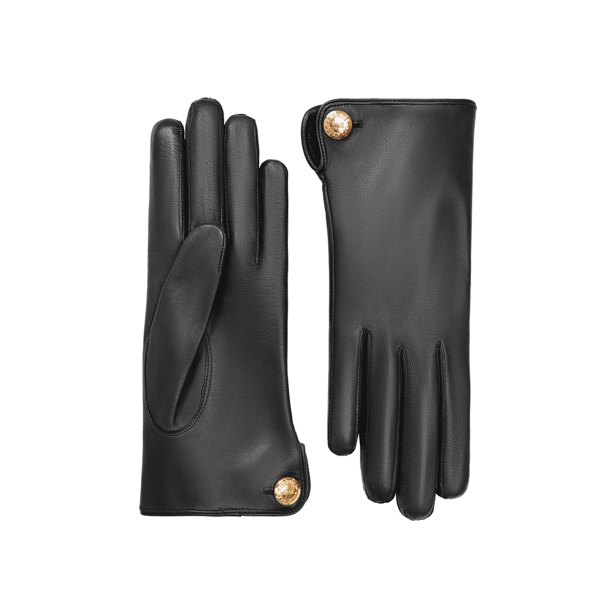 Françoise | Leather Glove with a Button Cuff Link-Black-Cornelia James [cw:black|high]
