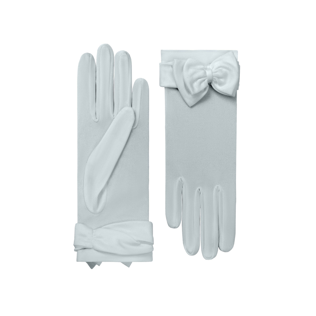 Giselle | Silk Glove with Bow – Porcelain Blue