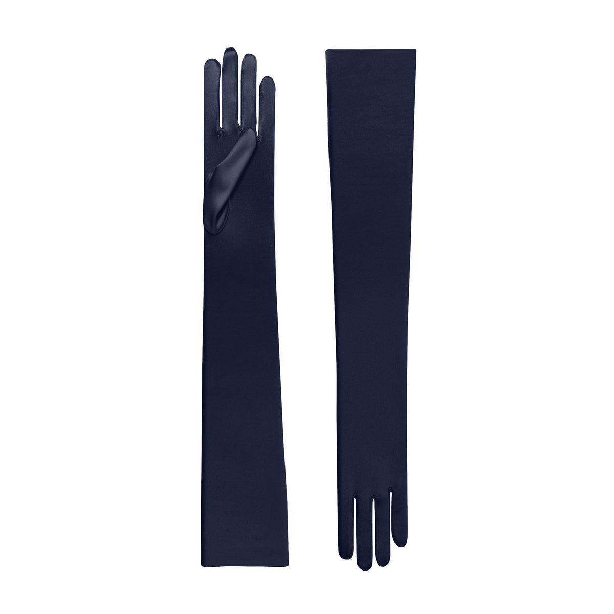 Midnight Blue Satin Opera Gloves - Hermione