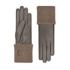 Inès | Leather Glove with Cashmere cuff – Taupe