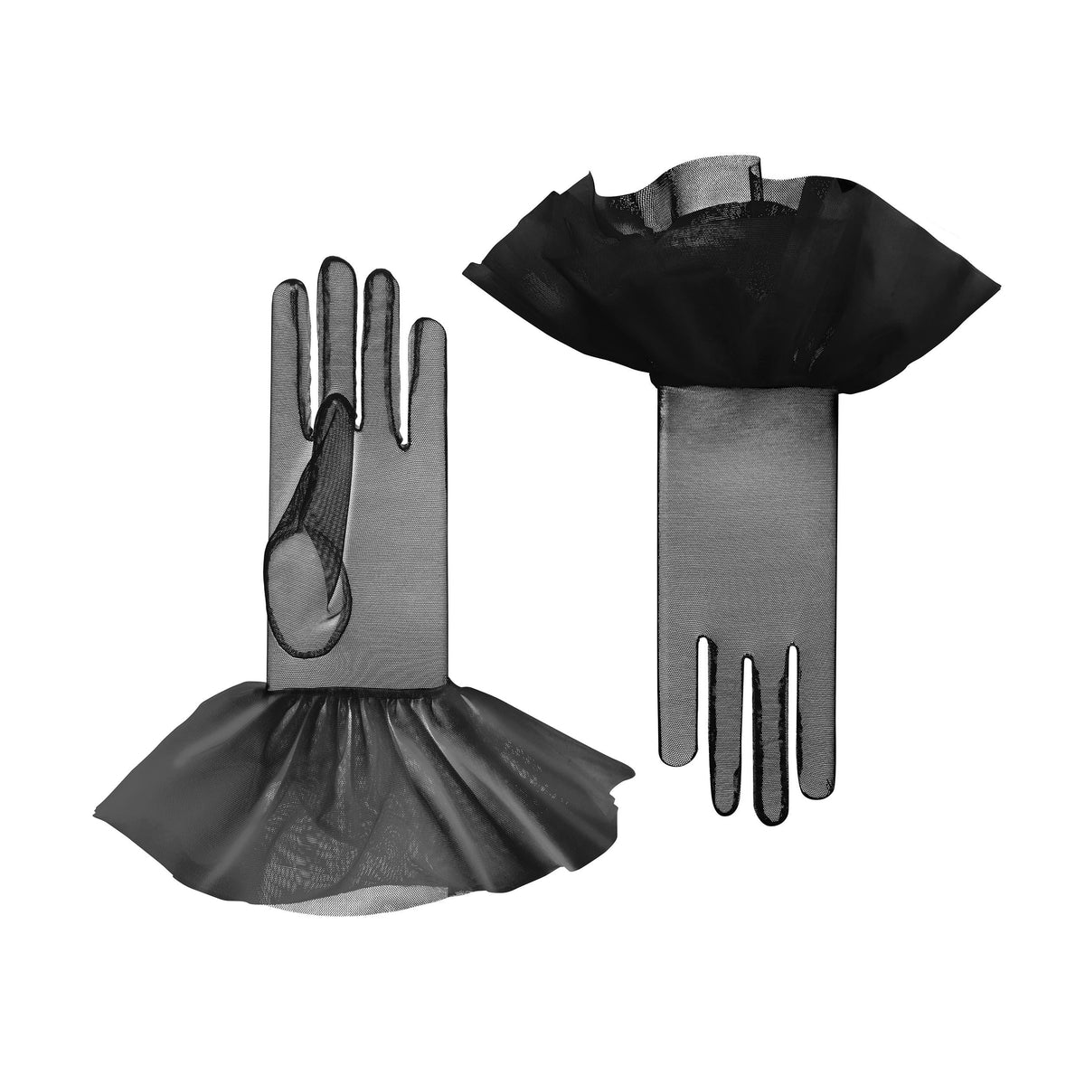 Lara | Tulle Glove with Harlequin Cuff – Black