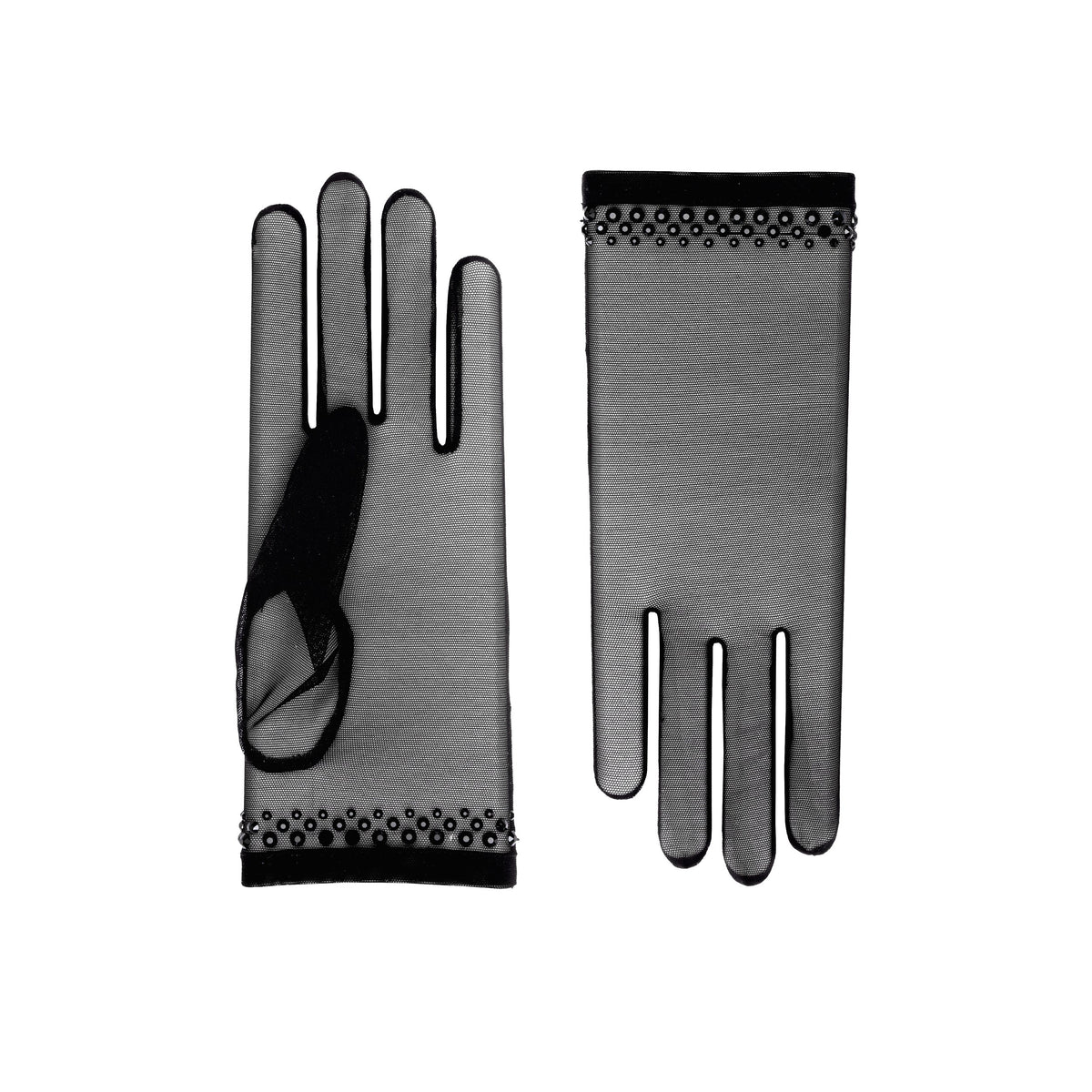 Louise | Tulle Wrist Length Glove – Black