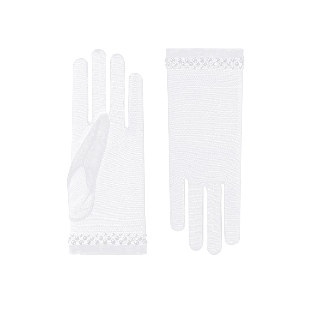 Louise | Tulle Wrist Length Glove – White