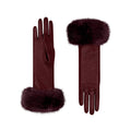Lucie | Gant en cuir avec poignet en fausse fourrure-Claret-Cornelia James
