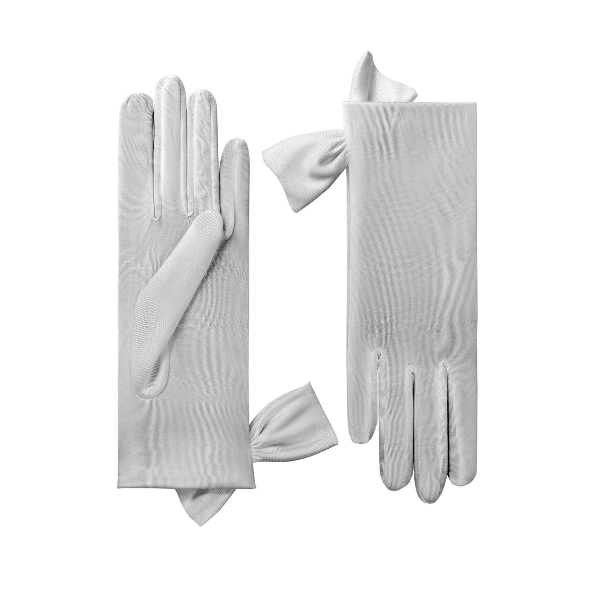 Mia | Silk Glove with Side Bow – Dove Grey