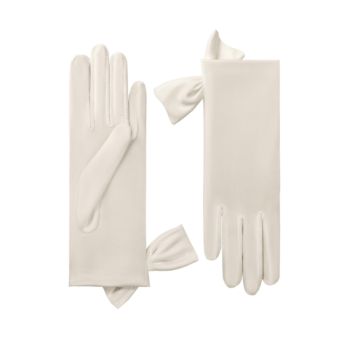 Mia | Silk Glove with Side Bow – Ivory