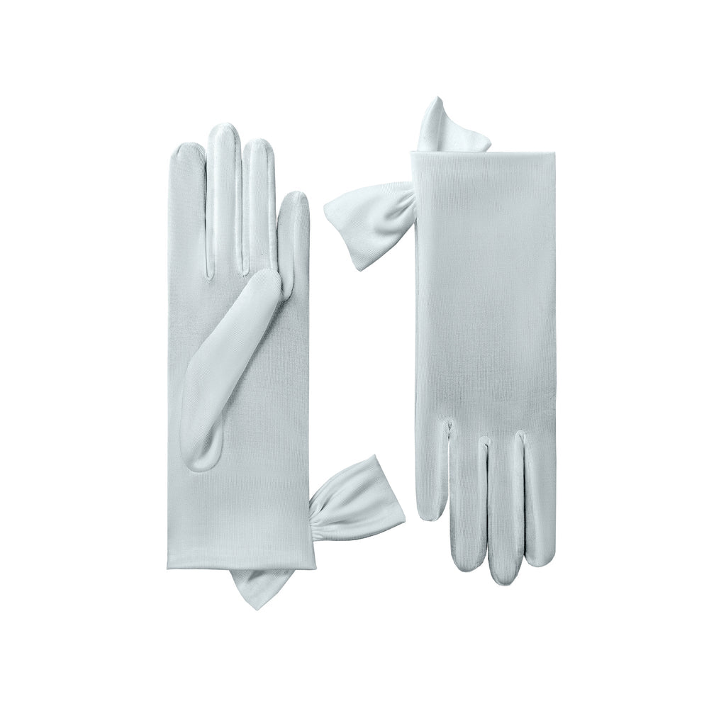 Mia | Silk Glove with Side Bow – Porcelain Blue