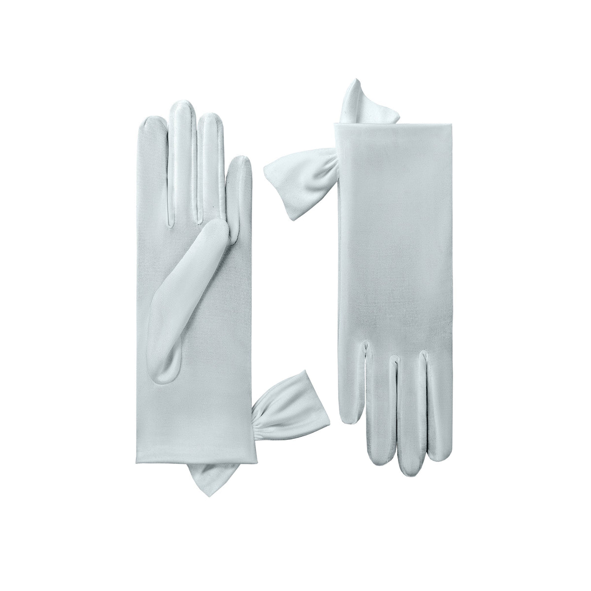 Mia | Silk Glove with Side Bow – Porcelain Blue