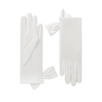 Mia | Silk Glove with Side Bow – White