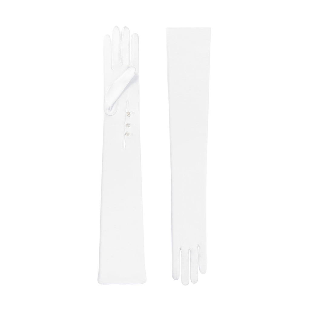 Hermione | Satin Opera Glove – White