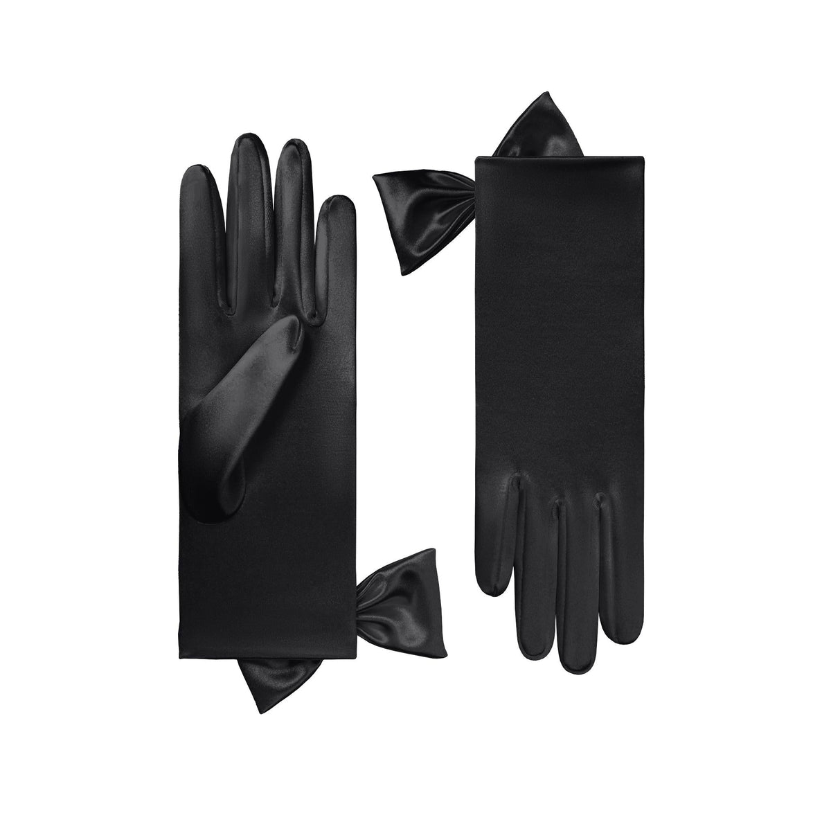 Penelope | Short Satin Glove with Sidebow-Black-Cornelia James [cw:black|high]