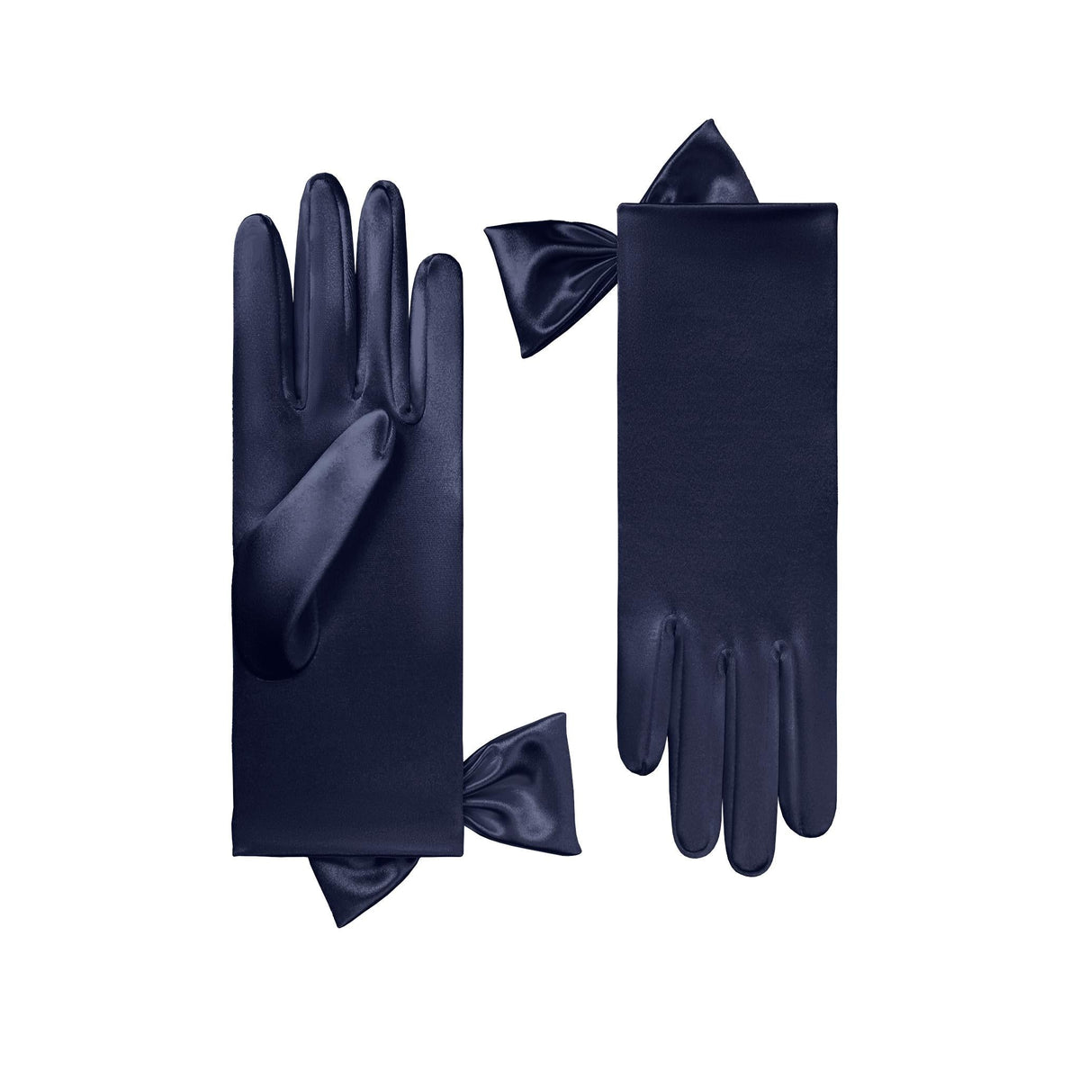 Midnight Blue Short Satin Gloves - Penelope