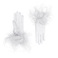 White Satin Wrist Length Gloves - Vera