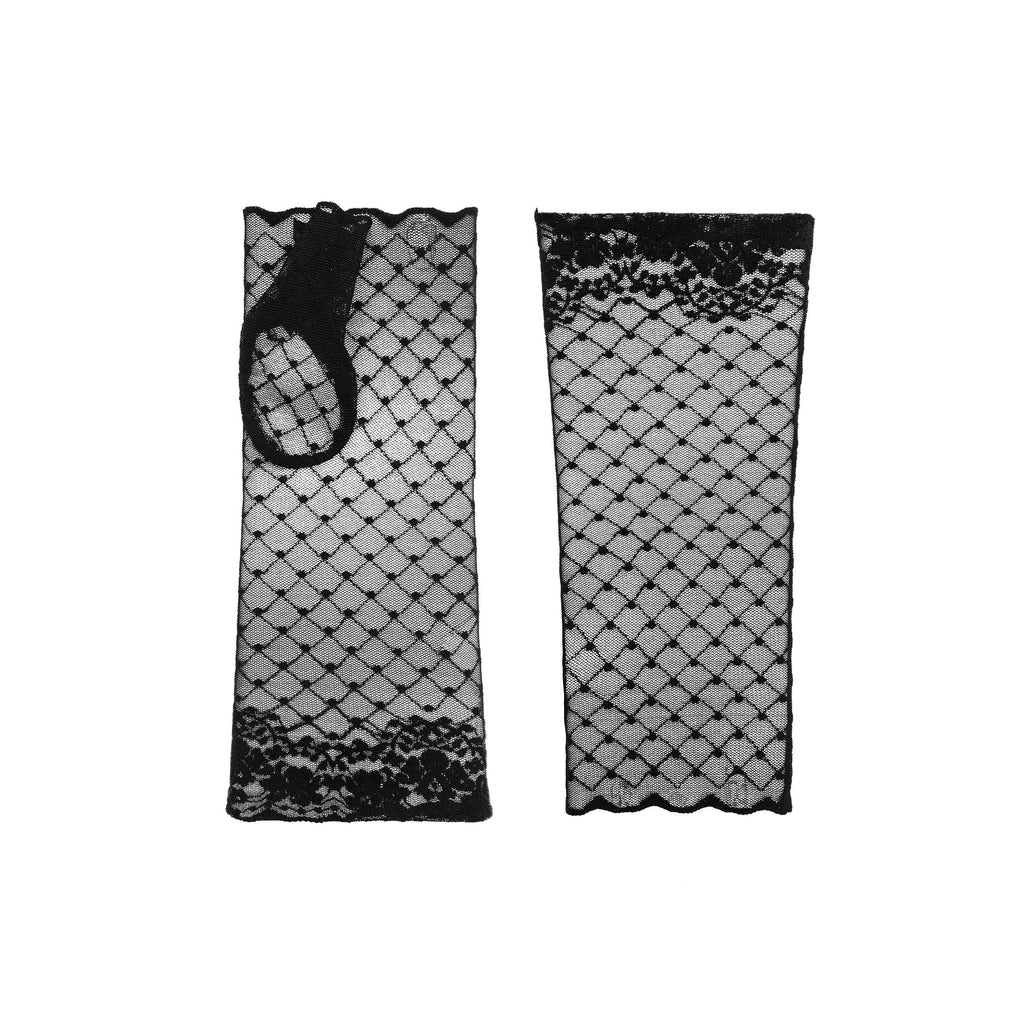 Zara | Guante de encaje sin dedos-Negro-Cornelia James